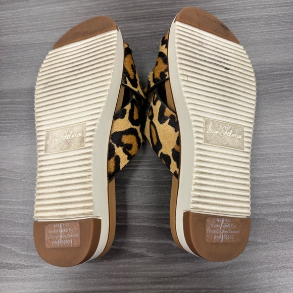 Sam Edelman Audrea Slide Sandals Women's Size 6 Lamb Fur Shoes Leopard Print - Picture 9 of 16
